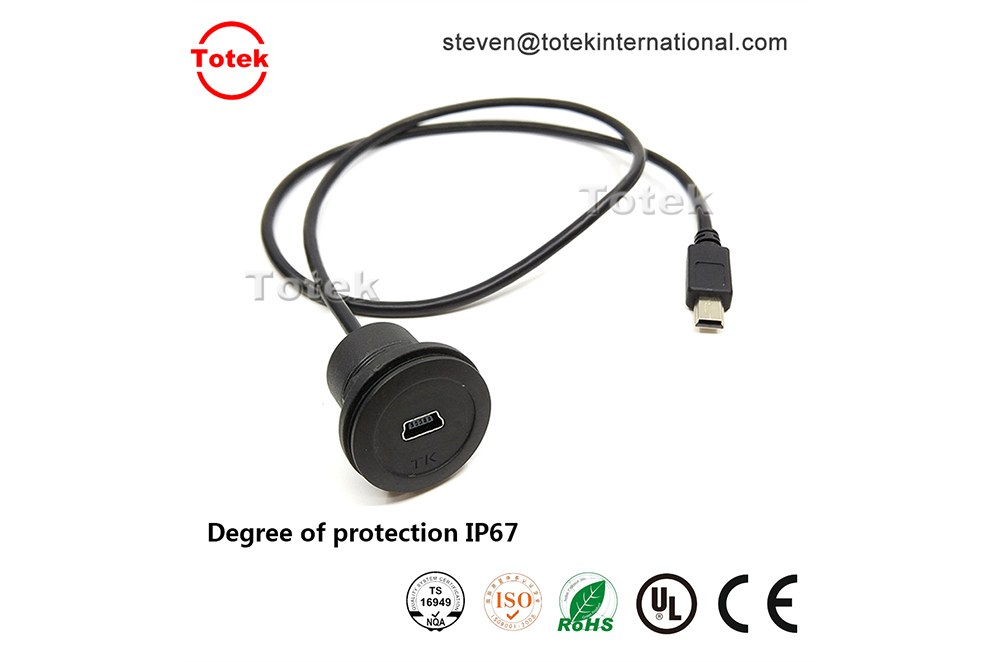 customized length Male To Female Waterproof automotive car Panel Flush Mounting Mini USB cable
